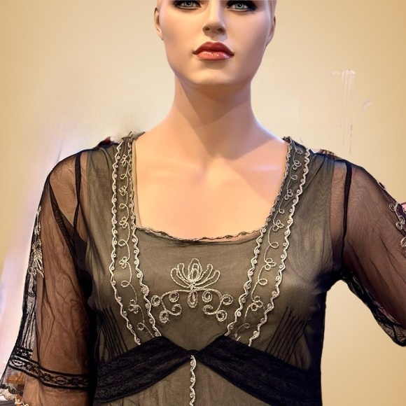 Nataya #2101 “Victorian Lux Lace” Titanic Tea Dress Size 1X Black & Taupe NWOT! - Picture 3 of 16